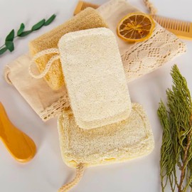 8 Pcs Natural Loofah Dishwashing Sponge Loofah Dish Towel Sponges with Hanging Loop for Kitchen Cleaning Dishes Natural Dish Scrubber