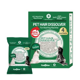 FURGONE by Seedshub Upgraded Pet Hair Dissolver Pro Washing Machine Cleaner Powder, Deep Cleaning Pet Bedding, 100g, 4 Sachets, Dog Cat Hair | Stain | Odor Remover for Laundry, No More Fur