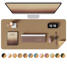 YSAGi - Tapete de computadora de doble cara, protector de computadora de piel de corcho ecológico, alfombrilla de mouse grande para computadora, almohadilla impermeable para computadora, almohadilla