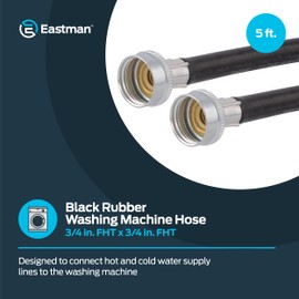 Eastman Washing Machine Drain Hose, 3/4 Inch FHT Connection, 5 Foot Black Rubber, 60323N