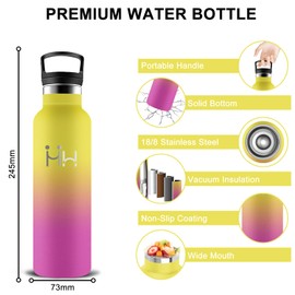 Drinking Bottle, 0.5 Litre, Stainless Steel, Thermos Flask, Leak-Proof, BPA-Free, Water Bottle with Straw, Double-Walled Vacuum Insulated, Metal Water Bottle, for School, Office, Travel