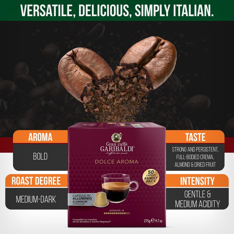 Gran Caffè Garibaldi Espresso Pods, Italian Roasted Coffee, Compatible Nespresso