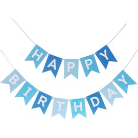 TOYVENTURES Happy Birthday Banner Blue, Large Reusable Hanging Garland, Happy Birthday Bunting Party Decoration For Boys Men Baby Shower Photo Backdrop Party Supplies (13 Pieces)