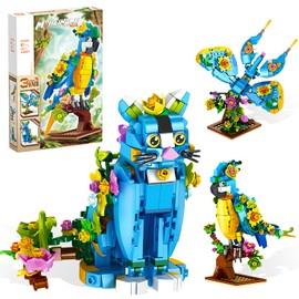 3-in-1 Parrot Flower Building Set, Butterfly Cat Animal Figures Building Toy, 408 PCS Building Blocks Gift for Kids Boys and Girls Ages 6-12+, Creative Home Office Art Decor for Adults