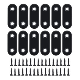 KINBOM 16pcs Straight Bracket, 1.6x0.6inch Black Flat Brace Brackets Stainless Steel Straight Corner Brace Mending Plate Bracket with Screws for Repairing Wood Furniture
