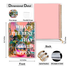 XUNLURY What's the Best That Could Happen Inspirational Notebook, Positive Quote Journal for Women, Anti Anxiety Journal, Groovy Disco Ball Hardcover Spiral Notebook, 5.5x8.3 Inch