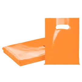 VieFantaisie 100 PCS Orange Small Gift Bags, 6"x8" Merchandise Bags for Small Businesses, Goodie Bags Party Favor Bags, Treat Bag Retail Bag with Handle for Birthday, Christmas