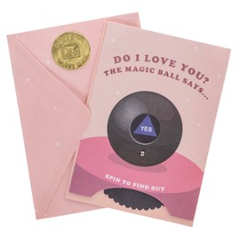 Graphique Magic Ball Handmade Valentine’s Day Card, Cute Love Funny Greeting Card, Him Her Kid, 5” x 7”