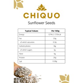Chiquo Sunflower Seeds 500g | Unsalted and Naturally Delicious | Ideal for Healthy Snacking, Salads, Baking & Cooking | Premium Resealable Pack for Freshness