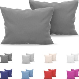 Dreamzie Cushion Cover 50 x 75 cm, Set of 2, Microfibre Oeko-Tex Certified - Pillowcase 50 x 75 cm, Soft - Anthracitte