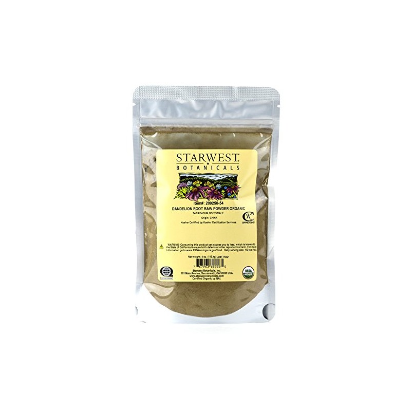 Starwest Botanicals Organic Dandelion Root Powder, 4 Ounces