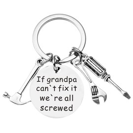 Grandpa Gifts Keychain from Granddaughter Grandson If Grandpa Can't Fix It No One Can Keyring for Grandfather Grandpa Granddad Father's Day Birthday Gifts from Grandchildren