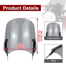Xitomer Windshield Windscreen Compatible with Moto Guzzi V7 750 II III 2008-2020 Moto Guzzi V7 750 2 3 Motorcycle Windshield with Bracket headlight Mount (Grey)