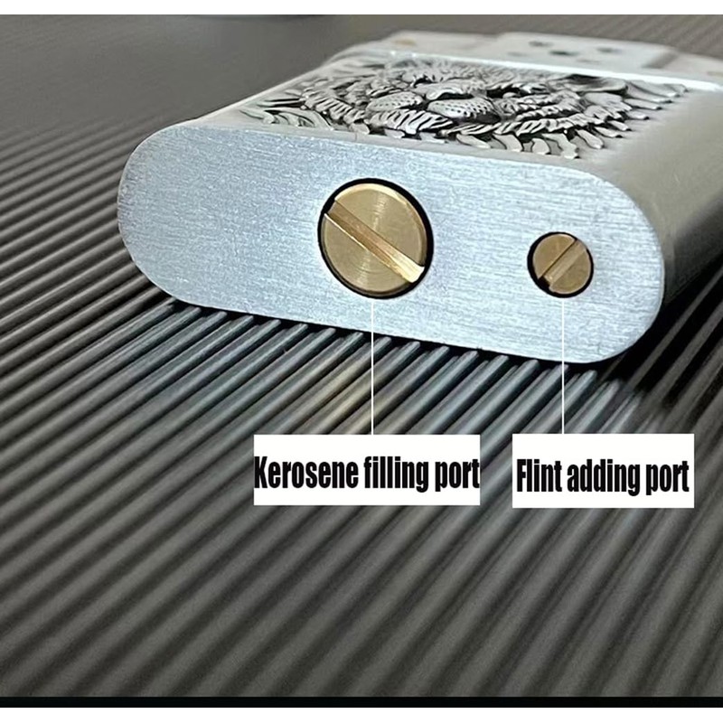 (No Fuel) Vintage Metal Kerosene Lighter, Soft Flame Candle Lighter,