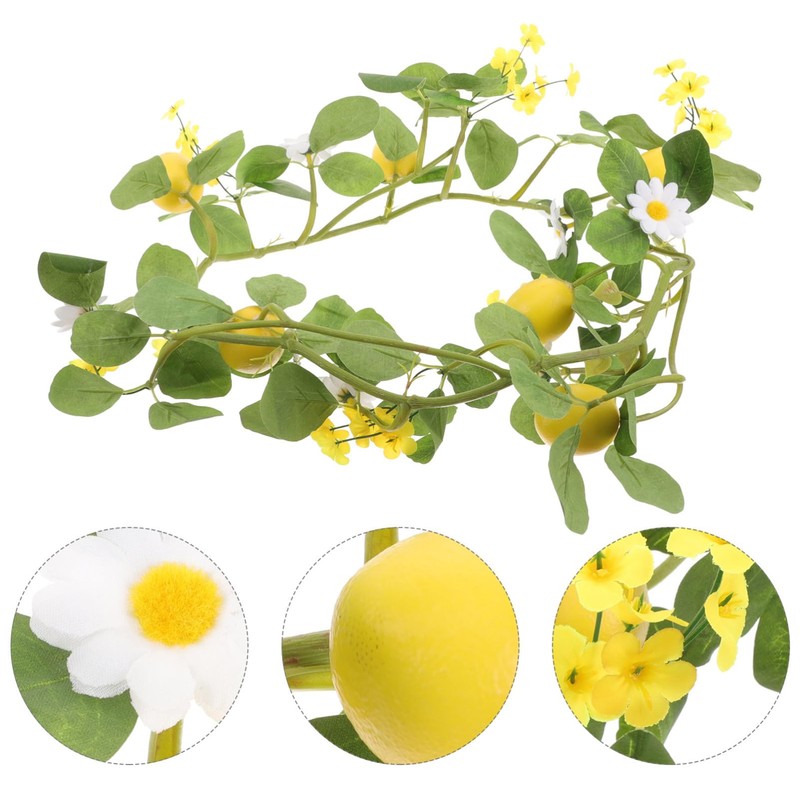 Levemolo Lemon Garland Simulation Rattan Decor Green Leaves Artificial Lemon