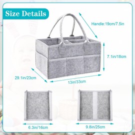 Sixstore Luxury Nappy Organiser Sturdy Felt Newborn Nappy Caddy for Nursery Portable Storage Wipes Removable Dividers Nappy Basket Gift for Expecting Mum