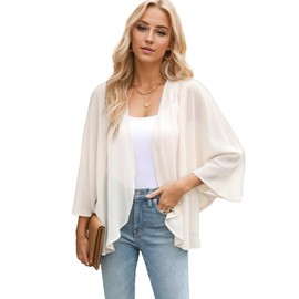 Famulily Elegant Beige Kimono Cardigans for Women Ladies Open Front Cardigan Shawl Loose Casual Blouse (XL,Beige)