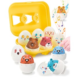 Walenced Easter Egg Toys for Toddlers 1-3, Easter Basket Stuffers for Toddlers 1-3 Prefilled Easter Eggs with Toys Inside, Matching Sensory Eggs Toys, Easter Gifts for 3 Year Old Girls Boys