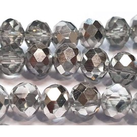 Czech Crystal Glass Beads, CZ Bohemian Faceted Rondelle Glass Beads, 4/6/8/10 mm (Silver Crystal, 6x4 mm)