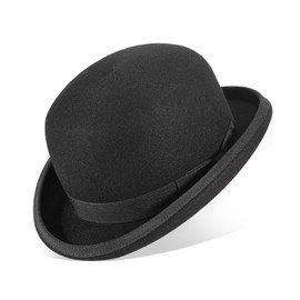 Bowler Derby 100% Wool Theater Quality Hat for Men Women, Clown Bowler, Bolo Hat–Genuine Felt Derby Hats for Costumes