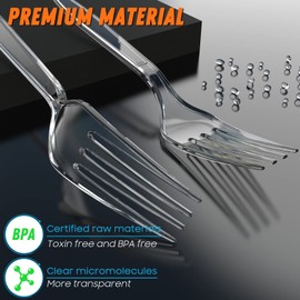 Dipoo 7.1" Clear Plastic Forks Heavy Duty with Heat Resistant & BPA Free, Solid and Durable Plastic Cutlery, Premium Disposable Forks for Party Supply(84 Count)