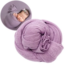 Newborn Baby Photo Outfits Props Stretch Blanket Infant Boy Girl Photography Velvet Wraps for Baby Photo Shoot (Purple)