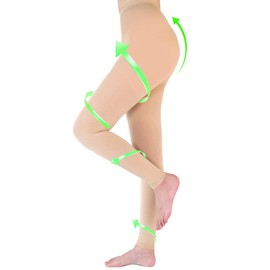 Medical Compression Pantyhose for Women & Men, 20-30 mmHg Compression Tights for Women Footless Graduated Support Tights Compression Leggings (Beige, L)