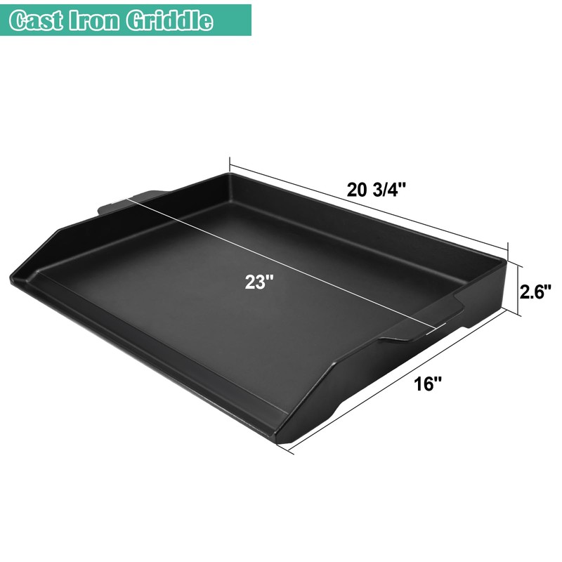 Hiorucet 23'' x 16'' Cast Iron Griddle for Gas Grills