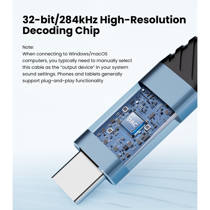 Tisino Male XLR to USB C Audio Output Cable, 32bit/384kHz,