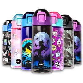 Fringoo - 600ml Unicorn Moon - Kids Water Bottle - BPA Free - Black Flip Top Water Bottle - Toddler Water Bottle - Durability & Fun Design