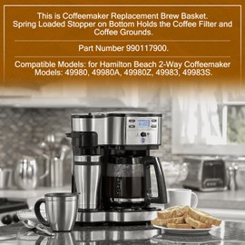 HASMX Replacement 990117900 Brew Basket Fits Hamilton Beach 2-Way Coffeemaker 49980 49980A 49980Z 49983 49983S Models