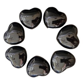 GAF TREASURES Black Obsidian Gemstone Hearts, Polished Black Obsidian Puffy Hearts, Black Obsidian Crystal Palm Stone, Black Obsidian Healing Crystal Hearts (2 Hearts