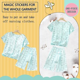 Siomlana Children Bedridden Patient Suit,Recovery Clothes,Disability Clothing with Full Opening on Both Sides,Suitable for Post-op Care,Fracture Boys and Girls Patients