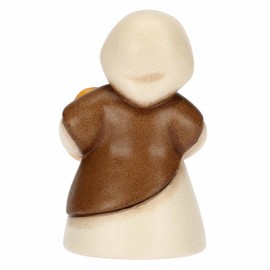 THUN - Donna con Castagne in Ceramica Decorata a Mano, Colore Bianco, Linea Presepe Classico, Decorazioni Natale Casa, 5x4.7x8 cm h