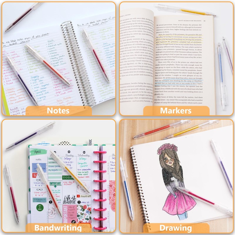 EooUooIP Glitter Gel Pens, 8 Pieces Gel Ink Pens,Metallic Gel