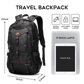 KAKA Travel Backpack Fight Approved with 17.3 inch Laptop Lackpack Compartment Outdoor Duffle Bag for men and women