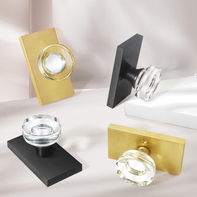 Newlaking Dummy Door Knob Set - Crystal Glass Non-Locking Door