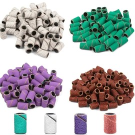 Pack of 100 Sanding Sleeves Nail Cutter, 80/120/180/240 Nail Cutter Attachment, Sanding Caps Nail Cutter, with Nail Drill, for Manicure, Pedicure, Nail Care