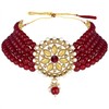Aheli Kundan Pearl Choker Multi Layered Collar Pendientes con Manng
