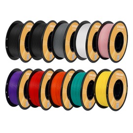 Kingroon 3D Printer Rapid PETG Filament 1.75mm,Dimensional Accuracy +/- 0.03 mm,1kg/Spool(2.2lbs),10 Spools PETG Filament Bundle-2×Black+1×White+1×Gray+1×Yellow+1×Silver+1×Brown+1×Red+1×Orange+1×Green