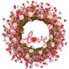 LLZLL Valentines Day Wreath Decor, 22inch Artificial Pink Wreath with