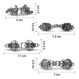 Pack of 4 Metal Cardigan Clip, Vintage Collar Dress Clips, Antique Silver Tone Pullover Clip, Retro Metal Sweater Scarf Clip, Cape Brooches and Scarf Pins for Women Girls Wear, Metal