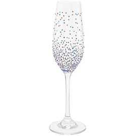 Maturi Hand Painted Blue Dots Champagne Flute 220ml Gift Boxed