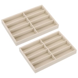 PATIKIL Glasses Organizer Trays, 2 Pcs Velvet Sunglass Organizer Tray Jewelry Organizer Display Box for Displaying Sunglasses Jewelry Watch, Light brown