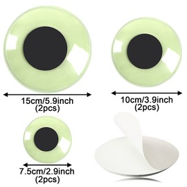 6Pcs Giant Googly Wiggle Eyes, PETKNOWS Glow in The Dark Google Eyes Self Adhesive for Craft Sticker Large Sticky Eyes Big Sparkle Googly Eyes for DIY Decoration 3inch 4inch 6inch