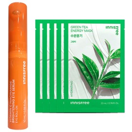 Innisfree Vitamin C Niacinamide Brightening Eye Serum 10mL + Green Tea Mask 5 sheets / 이니스프리 비타민C 나이아신아마이드 브라이트닝 아이세럼 10mL+그린티 마스크 5매