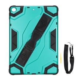 Tablet Case Ultrathin Shakeproof TPU Protective Cover with Adjustable Shoulder Strap for 2018 2017 IOS Tablet 9.7inTurquoise