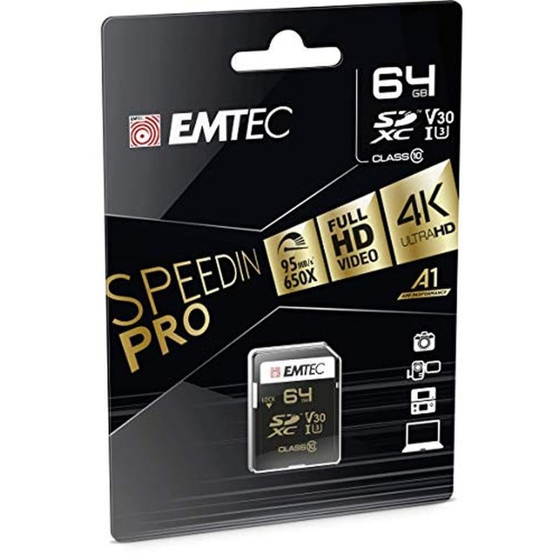 SDXC 64Go EMTEC SpeedIn CL10 95MB/s FullHD 4K UltraHD