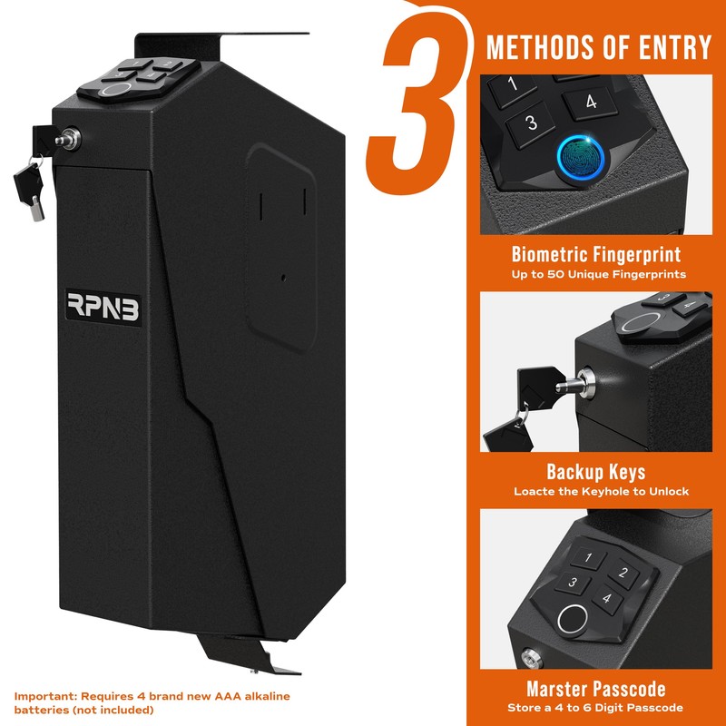 RPNB Mounted Gun Safe with Auto Open Lid Biometric Fingerprint
