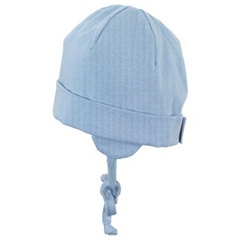 Sterntaler Baby Boys Beanie Baby Organic Cotton Beanie - Beanie Baby, Children's Beanie, Baby Hat - Made of Cotton with Tie - Blue, lightblue